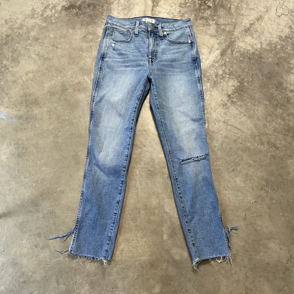 Madewell Jeans Womens Size 27 Blue 10In High Rise Skinny Crop‎ Raw Hem
